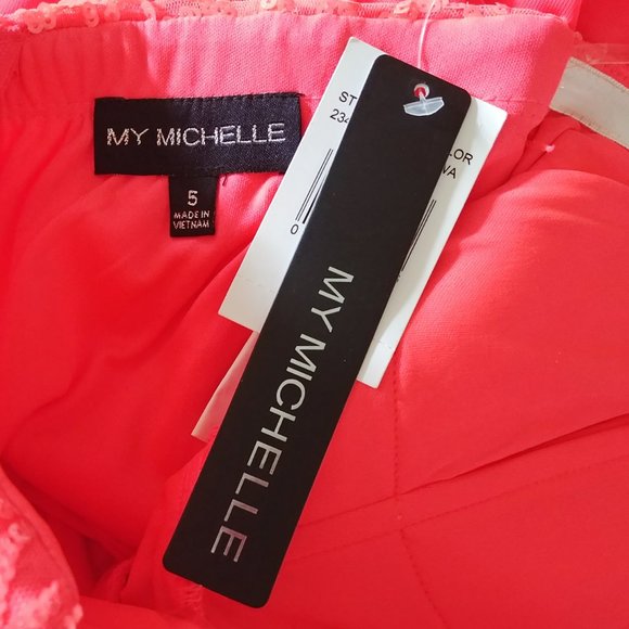 NWT My Michelle Strapless Pink Prom Party Dress Ruffles Juniors Size 5 - Picture 3 of 3